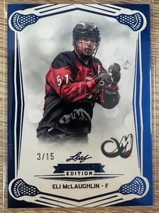 Hoja NLL 2025 inaugural Eli McLaughlin Blue Pillar Holo SP #34 #3/15 - Imagen 1 de 2