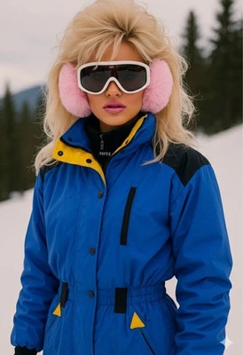 Traje de esquí Roffe de los años 80-90 traje de nieve de una pieza cremallera completa de colección como mediana talla 12 Foto 1 de 4