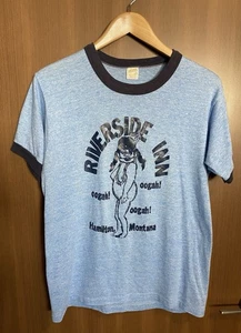 Vintage 80s Native American Ringer Shirt Size Large Montana Oogah! Akt Vulgär - Bild 1 von 8