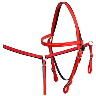 HILASON Western Horse Cuero Biothane Cabezal Cuello Pecho Rojo Puro | Dividido Foto 1 de 4
