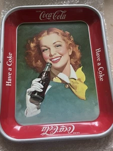 Coca Cola HAVE A COKE Tray 1948 Antique Red Hair Yellow Scarf Girl Retro Vintage - Picture 1 of 5
