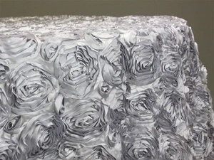 120 "Roseta de satén Mantel de plata Cinta Rosa Mesa de pastel redonda Boda de lujo - Imagen 1 de 1