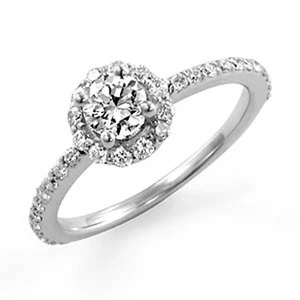 0,77 kt runder Diamant Solitär Verlobungsring F-G Ehering 14 kt Weißgold Größe 6,5 - Bild 1 von 3