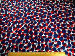 Patriotic Fabric Short Yard SALE Red White Blue Dots Stripes Premium Cotton - Picture 1 of 1