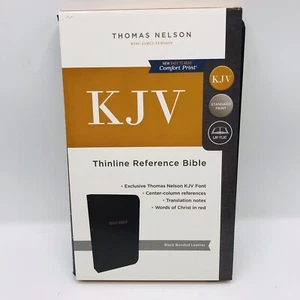 KJV Thinline Reference Bible, Bonded Leather, Black Indexed Thomas Nelson NEW - Imagen 1 de 5