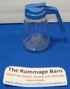 vintage FEDERAL HOUSEWARES tall SYRUP / CREAMER DISPENSER --- BLUE TOP - Picture 1 of 3