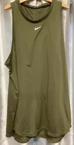 Nike ladies gym tank top Dri- Fit Khaki green Size Large - Picture 1 of 7
