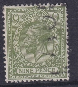 1922 GB - S.G:393b KGV 9d PALE OLIVE GREEN - USED - Picture 1 of 1