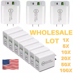Bulk 20W Fast Charger USB Type C Wall Power Adapter Lot For iPhone 14 13 12 11 8 - Picture 1 of 5