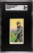 Sam Crawford 1909 09 T206 Piedmont Cigarettes Throwing SGC 3 Detroit Tigers