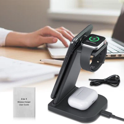 3 in 1 Charging Dock Charger Stand For Apple Watch Serie Air Pods iPhone Station - Image 1 of 4