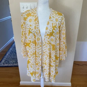 Kimono floral informal girasol manga 3/4 Espresso para mujer talla 2X - Imagen 1 de 8