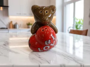 Juego de agitadores de sal y pimienta Bear Heart coleccionables cerámica marrón oso amor pimienta - Imagen 1 de 1