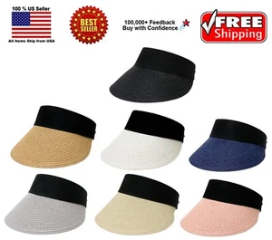 Damen-Sonnenblende Stroh einfarbig gebogen Größe verstellbar Golf  - Bild 1 von 9