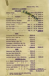 1913 Seiten 3: ASSETS of J L MITCHELL Pennsylvania Coal Mining MINER Philadelphia - Bild 1 von 1