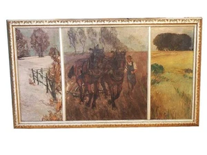 Gemälde Curt Rüger Triptychon Ackerland - Bild 1 von 6