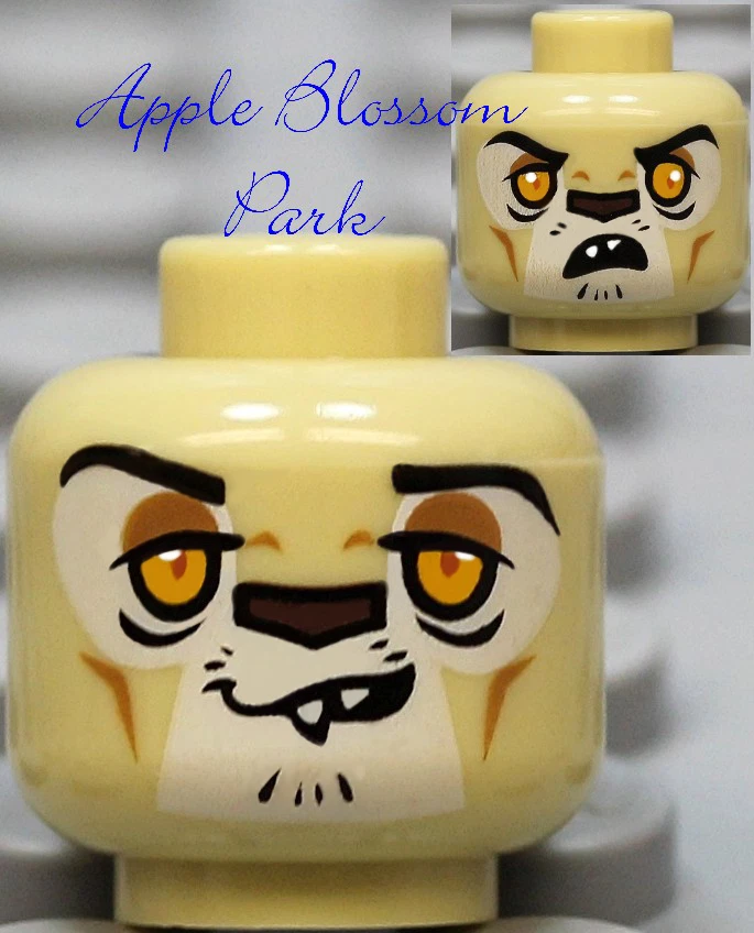 Новый Lego желтовато-коричневый минифигурка голова Чима лев Леонидас w/белый инопланетянин монстр клык зубы - Изображение 1 из 1