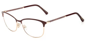 Jimmy Choo Women's Burgun/Gold-Tone Rectangle Eyeglass Frame JC319 06K3 55 Italy - Picture 1 of 3