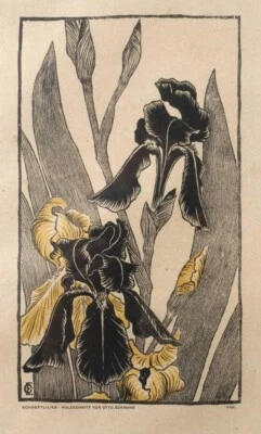 虹膜 [木刻]:Otto Eckmann:1896 年 – 德国 Jugendstil 新花卉艺术运动 — 第 1/2 张图片
