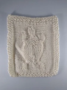 Cotton Dishcloth - White Turtle Knitted 8 x 9 In - Handmade In USA - Picture 1 of 1