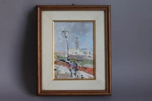 GORI Gino Paolo 1911-91 Ölgemälde Spaziergänger vor Laterne Öl / Malkarton 1966 - Picture 1 of 5