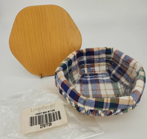Longaberger 2001 Sage Hostess Only Booking Basket~Fabric Liner~Protector~Lid Cover