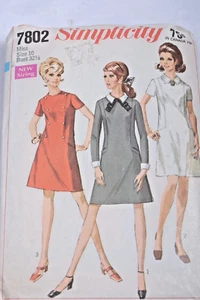 Vintage Simplicity 1968 Mod Kleid Größe 10 (7802) - Bild 1 von 3