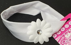 NEW Soft Touch Baby Diamanté Flower Headband White 100% Polyester - Picture 1 of 3