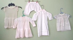 VICTORIAN CHILDS WHITE COLLECTION OF 5 / NET, COTTON, AND NYLON - Picture 1 of 13