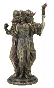 Cold Cast Bronze Finish Triple Form Hecate Greek Goddess Of Magic Statue Decor - Picture 1 of 1