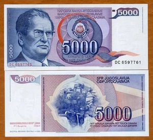 Yugoslavia, 5000 Dinara, 1985, P-93, UNC Josip Broz Tito - Picture 1 of 1