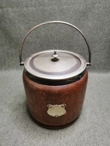 Barril de galletas de madera de roble vintage con revestimiento de cerámica 13 cm X 15 cm decorativo ✨✨✨ - Imagen 1 de 15