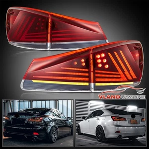 LED Tail Lights Red Lens For 2006-2013 Lexus IS250 350 ISF DRL w/Animation 1Pair - Picture 1 of 17