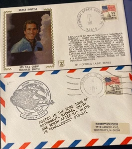 CHALLENGER STS-51-L DISASTER : TWO MICHAEL SMITH SPACE COVERS AS PICTURED 1986 - Picture 1 of 8