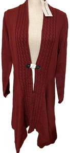 size medium Burgundy Cardigan Tunic Sweater by Seventh Avenue new - Picture 1 of 5