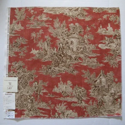 Waverly Vtg Fabric Sample Chelsea Wellington Romantic Toile 26" Square Cotton - Image 1 of 4