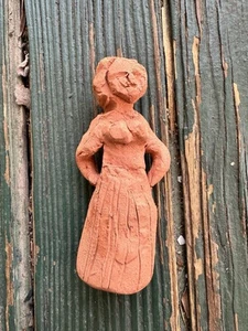 Hand Crafted Terracotta Sculpture of Women Vintage 4 Inches - Picture 1 of 4
