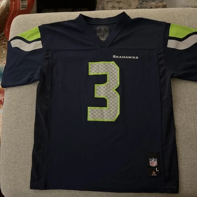 NFL Seattle Seahawks #3 RUSSELL WILSON Equipo Ropa Jugadores Camiseta JUVENTUD Talla L Foto 1 de 4