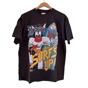 Vintage Looney Tunes Sylvester The Cat “Surfs Up!” Shirt 90s REPRINT XL - Picture 1 of 7