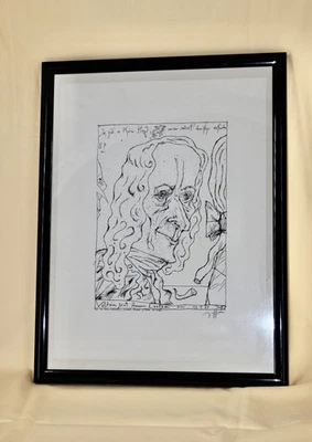 Horst Janssen - Voltaire grüßt Hermann  Laatzen - Lithografie - signiert - Bild 1 von 4