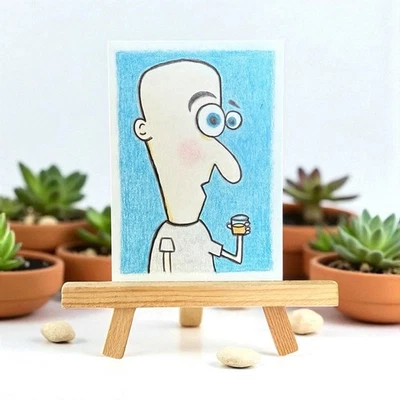 ACEO Original Colored Pencil Drawing Cheers 3 by Sherry Streeter 2.5”x3.5” - Image 1 of 3