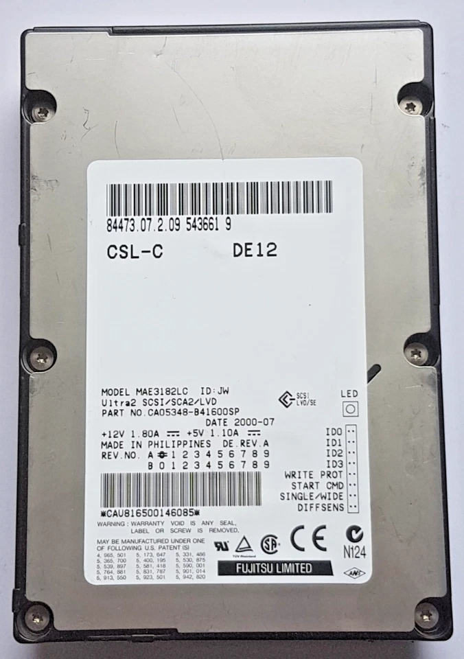 18 GB Fujitsu MAE3182LC 7200rpm Ultra2 SCSI SCA2 LVD 80pin 1MB 3.5" Festplatte - Bild 1 von 1
