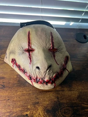 Máscara facial costurada sorriso fantasia vestido sorriso espírito sorridente Halloween látex - Imagem 1 de 4