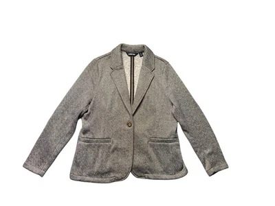 Jaqueta Blazer Lands’ End Feminina de Malha Marrom Espinha de Arenque 1 Botão Extra Grande 18 - Imagem 1 de 4