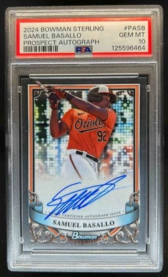 2024 Bowman Sterling Samuel Basallo Prospect Auto #PA-SB Orioles PSA 10 - Image 1 of 2