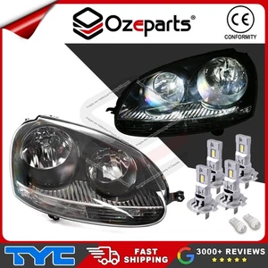 Pair LH+RH Head Light Lamp + LED Globes For Volkswagen VW Golf MK5 GTI 2004~2008 - Picture 1 of 5