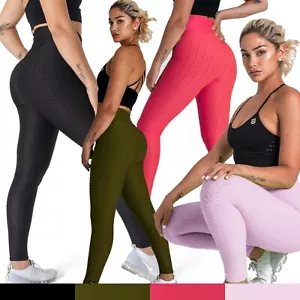 Geraffte Scrunch Po Lifting Textur Leggings hohe Taille Training Yoga Hose - Bild 1 von 14