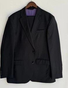 Ted Baker Jarrow Solid Black 2 Button Suit Size 44 R #403 - Picture 1 of 10