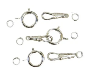 5 Sets SILVER Tone Pocket Watch Chain End Clasp Spring Ring Swivel Clip Repair - Picture 1 of 6