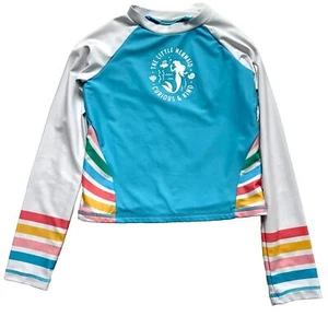 Disney Little Mermaid blue long sleeved rash guard girls size 7/8 UV protection - Picture 1 of 7